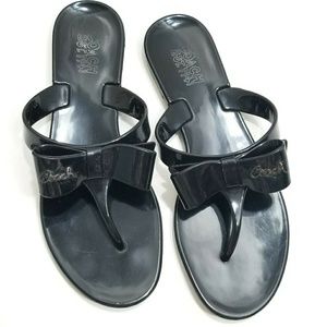 Coach Black Jelly Bow Rubber Flip Flops